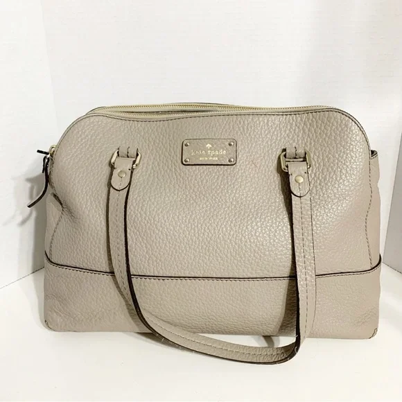 kate spade Taupe Pebbled Leather Grove Court Lainey Satchel Fully Lined Top Hand - Picture 3 of 14
